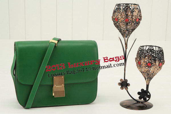 Celine Classic Box Small Flap Bag Smooth Leather 11042 Green Celine Classic Box Small Flap Bag Smooth Leather 11042 Green