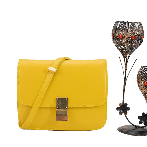 Celine Classic Box Small Flap Bag Smooth Leather 11042 Yellow Celine Classic Box Small Flap Bag Smooth Leather 11042 Yellow