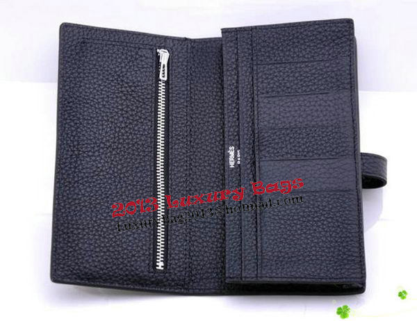 Hermes Bearn Japonaise Bi-Fold Wallet Grainy Leather H68942 Black Hermes Bearn Japonaise Bi-Fold Wallet Grainy Leather H68942 Black