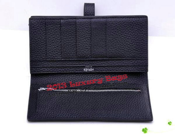 Hermes Bearn Japonaise Bi-Fold Wallet Grainy Leather H68942 Black Hermes Bearn Japonaise Bi-Fold Wallet Grainy Leather H68942 Black