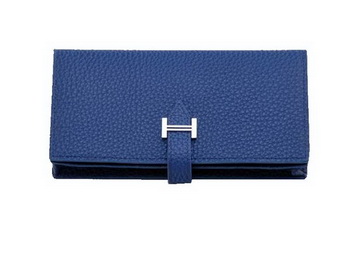 Hermes Bearn Japonaise Bi-Fold Wallet Grainy Leather H68942 Blue Hermes Bearn Japonaise Bi-Fold Wallet Grainy Leather H68942 Blue