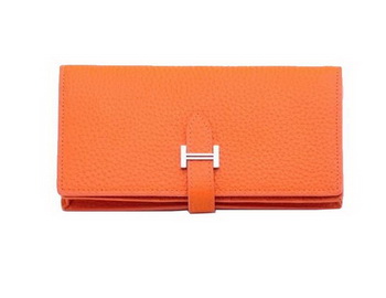Hermes Bearn Japonaise Bi-Fold Wallet Grainy Leather H68942 Orange Hermes Bearn Japonaise Bi-Fold Wallet Grainy Leather H68942 Orange