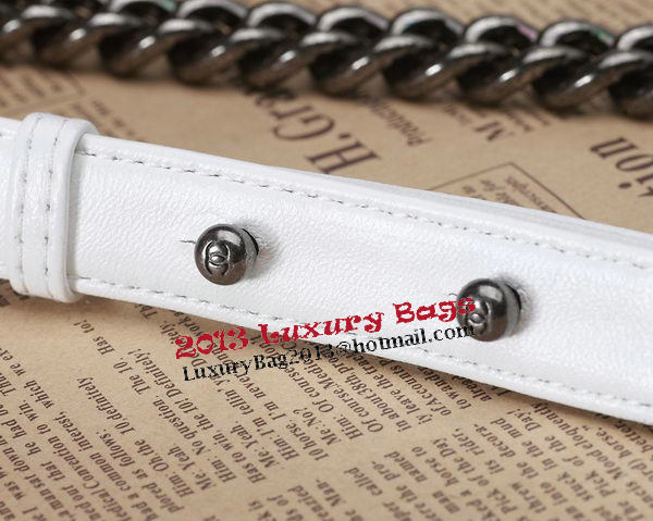 Chanel Boy Flap Shoulder Bag White Original Calfskin Leather CHA67086 Silver