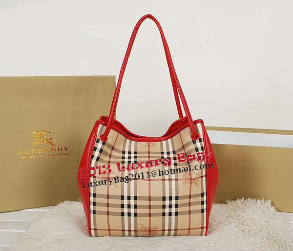 BurBerry Small Haymarket Check Tote Bag B5911 Red BurBerry Small Haymarket Check Tote Bag B5911 Red