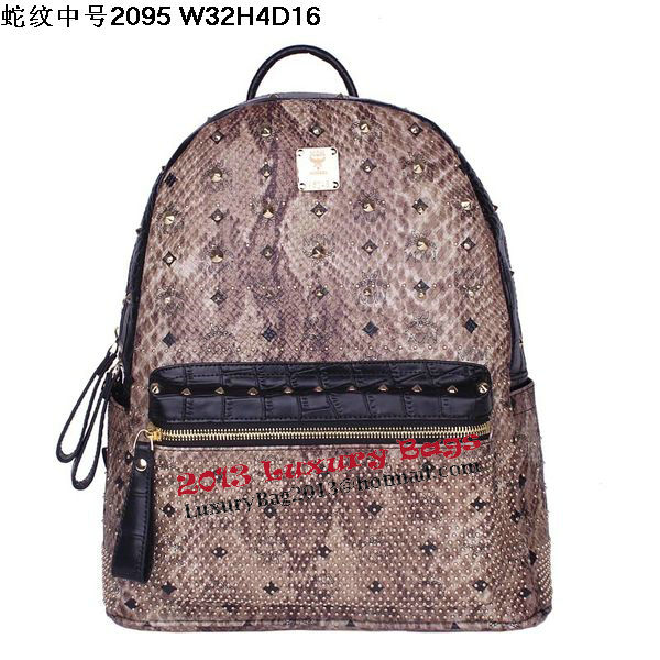 MCM Armour Medium Backpack Snake Leather MC2095 Brown MCM Armour Medium Backpack Snake Leather MC2095 Brown