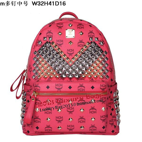 MCM Medium Stark Front Studs Backpack MC4237 Red MCM Medium Stark Front Studs Backpack MC4237 Red
