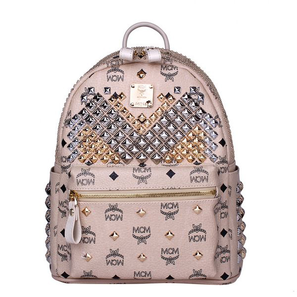 MCM Small Stark Front Studs Backpack MC4237S Beige MCM Small Stark Front Studs Backpack MC4237S Beige