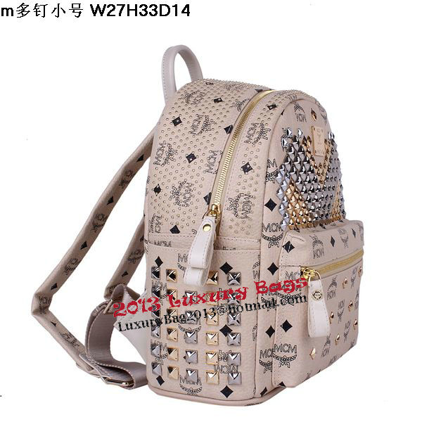MCM Small Stark Front Studs Backpack MC4237S Beige MCM Small Stark Front Studs Backpack MC4237S Beige