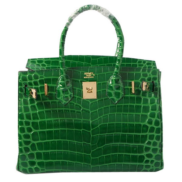 Hermes Birkin 30CM Tote Bags Green Iridescent Croco Leather Gold Hermes Birkin 30CM Tote Bags Green Iridescent Croco Leather Gold