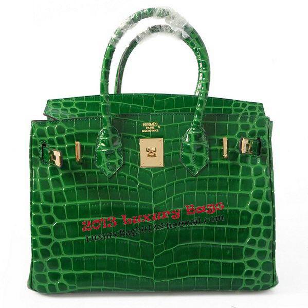 Hermes Birkin 30CM Tote Bags Green Iridescent Croco Leather Gold Hermes Birkin 30CM Tote Bags Green Iridescent Croco Leather Gold