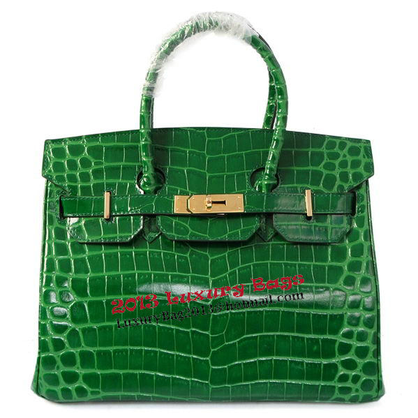 Hermes Birkin 30CM Tote Bags Green Iridescent Croco Leather Gold Hermes Birkin 30CM Tote Bags Green Iridescent Croco Leather Gold