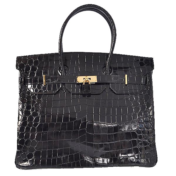 Hermes Birkin 35CM Tote Bag Black Iridescent Croco Leather Gold Hermes Birkin 35CM Tote Bag Black Iridescent Croco Leather Gold
