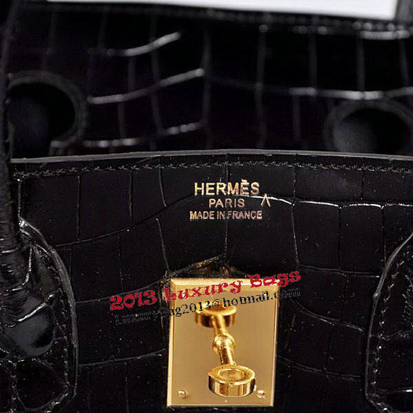 Hermes Birkin 35CM Tote Bag Black Iridescent Croco Leather Gold Hermes Birkin 35CM Tote Bag Black Iridescent Croco Leather Gold