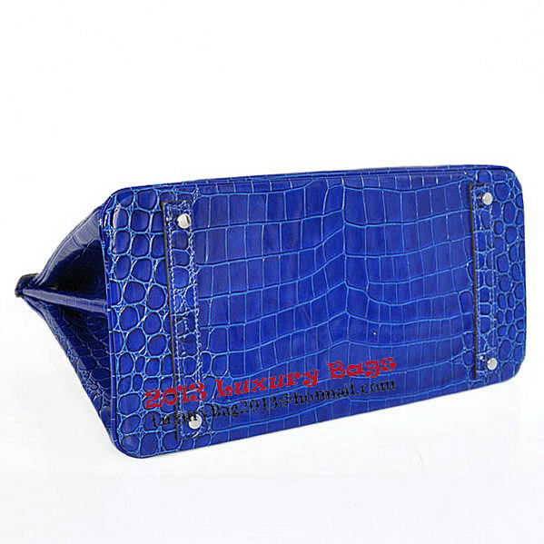 Hermes Birkin 35CM Tote Bag Blue Iridescent Croco Leather Silver Hermes Birkin 35CM Tote Bag Blue Iridescent Croco Leather Silver