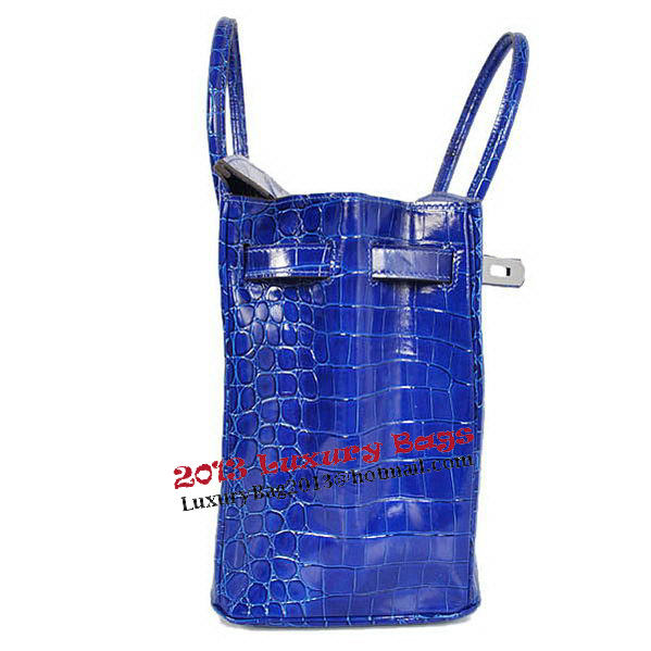 Hermes Birkin 35CM Tote Bag Blue Iridescent Croco Leather Silver Hermes Birkin 35CM Tote Bag Blue Iridescent Croco Leather Silver