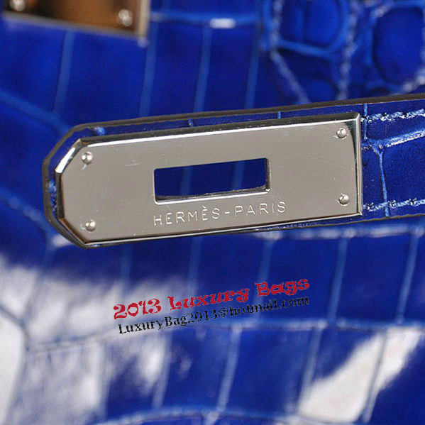 Hermes Birkin 35CM Tote Bag Blue Iridescent Croco Leather Silver Hermes Birkin 35CM Tote Bag Blue Iridescent Croco Leather Silver