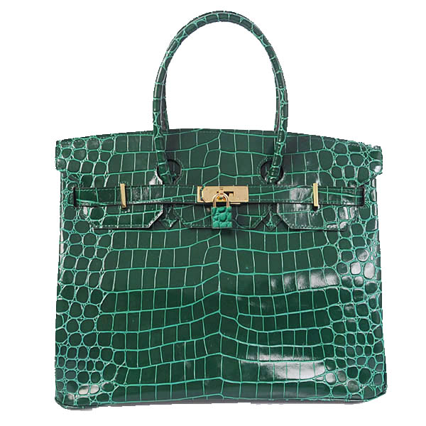 Hermes Birkin 35CM Tote Bag Green Iridescent Croco Leather Gold Hermes Birkin 35CM Tote Bag Green Iridescent Croco Leather Gold