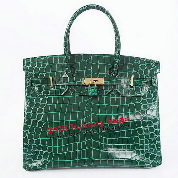 Hermes Birkin 35CM Tote Bag Green Iridescent Croco Leather Gold Hermes Birkin 35CM Tote Bag Green Iridescent Croco Leather Gold