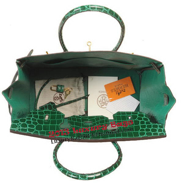 Hermes Birkin 35CM Tote Bag Green Iridescent Croco Leather Gold Hermes Birkin 35CM Tote Bag Green Iridescent Croco Leather Gold