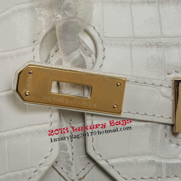 Hermes Birkin 35CM Tote Bag OffWhite Croco Leather Gold Hermes Birkin 35CM Tote Bag OffWhite Croco Leather Gold