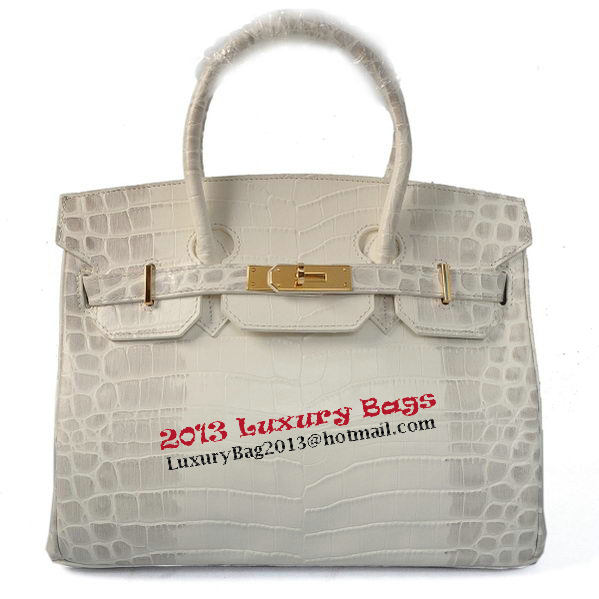 Hermes Birkin 35CM Tote Bag OffWhite Croco Leather Gold Hermes Birkin 35CM Tote Bag OffWhite Croco Leather Gold