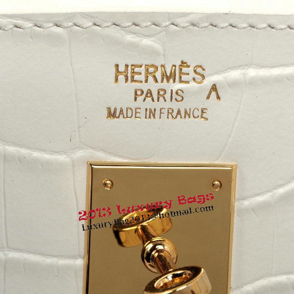 Hermes Birkin 35CM Tote Bag OffWhite Croco Leather Gold Hermes Birkin 35CM Tote Bag OffWhite Croco Leather Gold