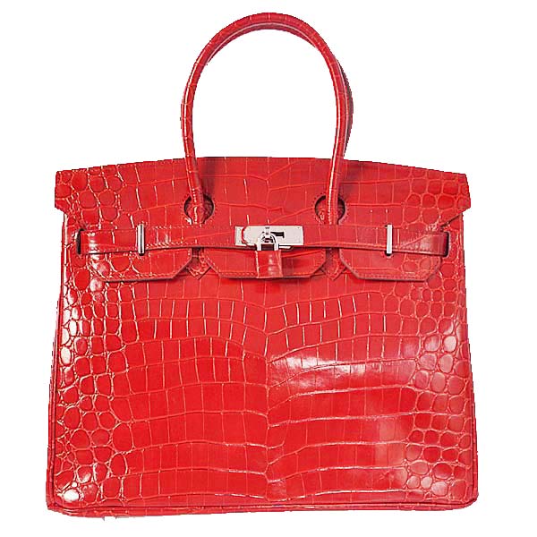 Hermes Birkin 35CM Tote Bag Red Iridescent Croco Leather Silver Hermes Birkin 35CM Tote Bag Red Iridescent Croco Leather Silver