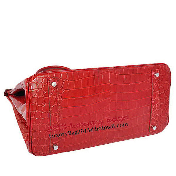 Hermes Birkin 35CM Tote Bag Red Iridescent Croco Leather Silver Hermes Birkin 35CM Tote Bag Red Iridescent Croco Leather Silver