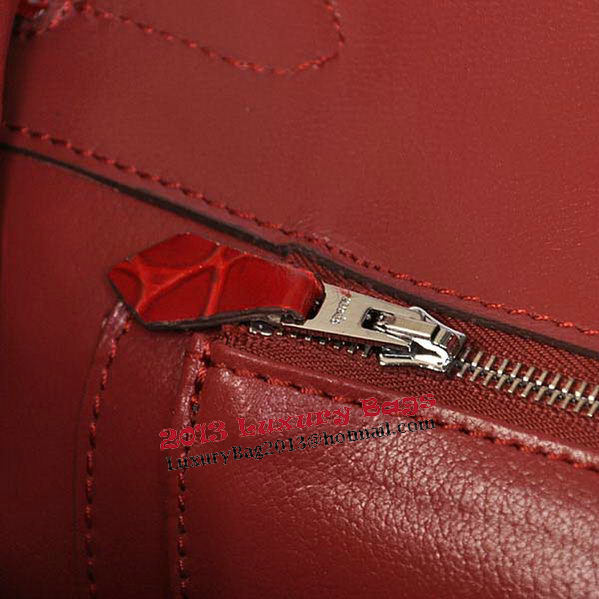 Hermes Birkin 35CM Tote Bag Red Iridescent Croco Leather Silver Hermes Birkin 35CM Tote Bag Red Iridescent Croco Leather Silver