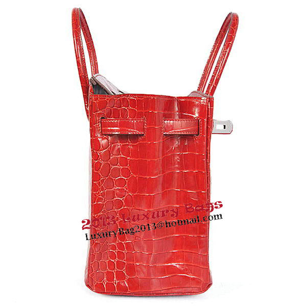 Hermes Birkin 35CM Tote Bag Red Iridescent Croco Leather Silver Hermes Birkin 35CM Tote Bag Red Iridescent Croco Leather Silver