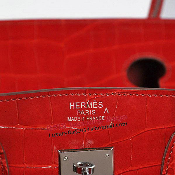 Hermes Birkin 35CM Tote Bag Red Iridescent Croco Leather Silver Hermes Birkin 35CM Tote Bag Red Iridescent Croco Leather Silver