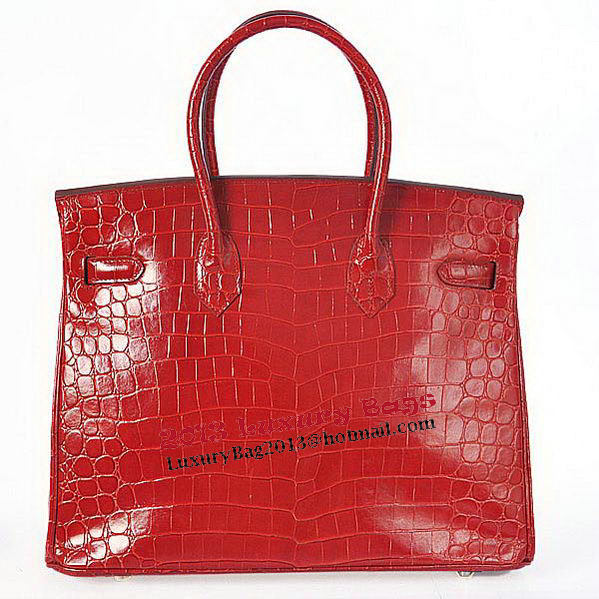 Hermes Birkin 35CM Tote Bag Red Iridescent Croco Leather Silver Hermes Birkin 35CM Tote Bag Red Iridescent Croco Leather Silver