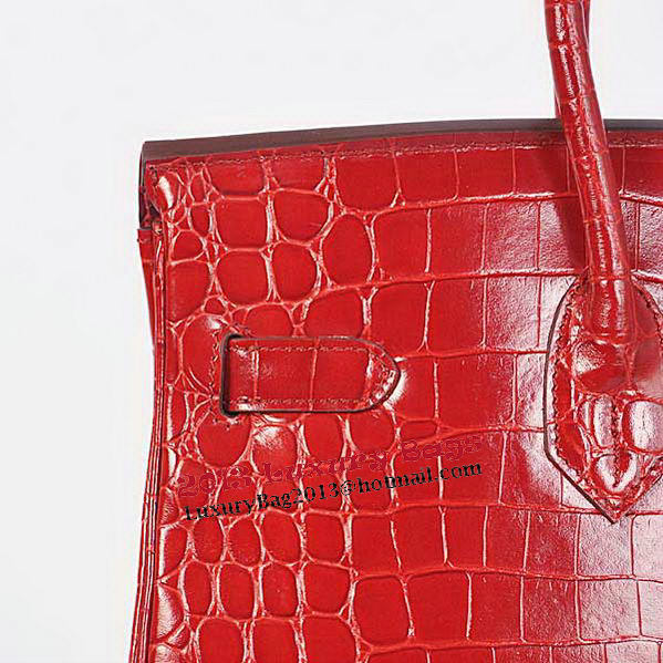 Hermes Birkin 35CM Tote Bag Red Iridescent Croco Leather Silver Hermes Birkin 35CM Tote Bag Red Iridescent Croco Leather Silver