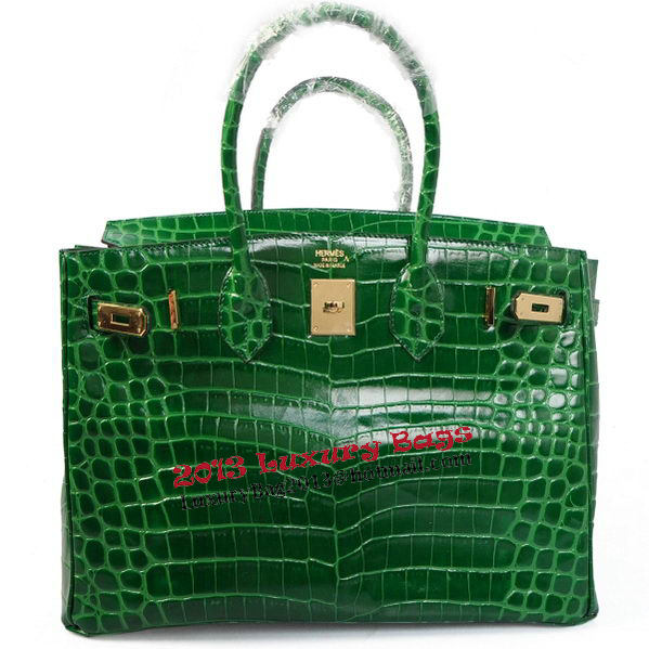 Hermes Birkin 35CM Tote Bags Green Iridescent Croco Leather Gold Hermes Birkin 35CM Tote Bags Green Iridescent Croco Leather Gold