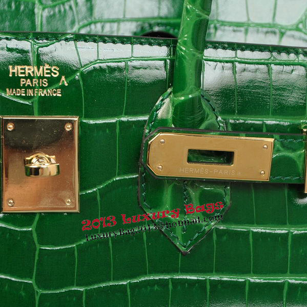 Hermes Birkin 35CM Tote Bags Green Iridescent Croco Leather Gold Hermes Birkin 35CM Tote Bags Green Iridescent Croco Leather Gold