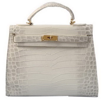 Hermes Kelly 32cm Shoulder Bags OFFWhite Croco Leather Gold Hermes Kelly 32cm Shoulder Bags OFFWhite Croco Leather Gold