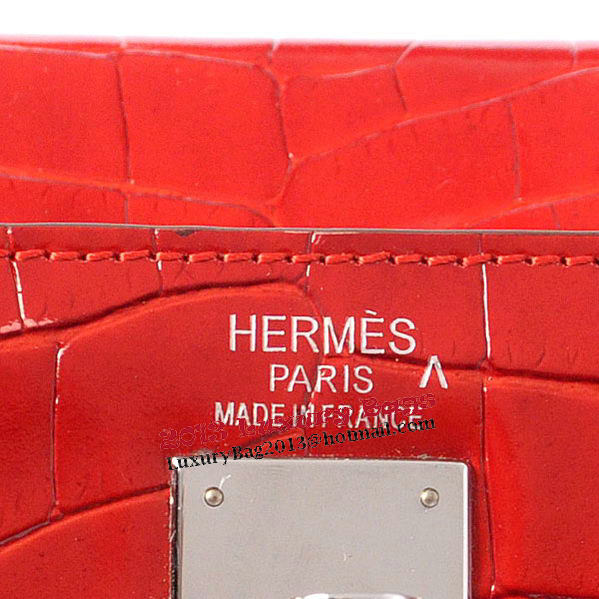 Hermes Kelly 32cm Shoulder Bags Red Iridescent Croco Leather Silver Hermes Kelly 32cm Shoulder Bags Red Iridescent Croco Leather Silver