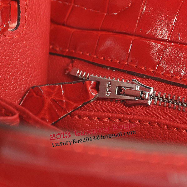 Hermes Kelly 32cm Shoulder Bags Red Iridescent Croco Leather Silver Hermes Kelly 32cm Shoulder Bags Red Iridescent Croco Leather Silver