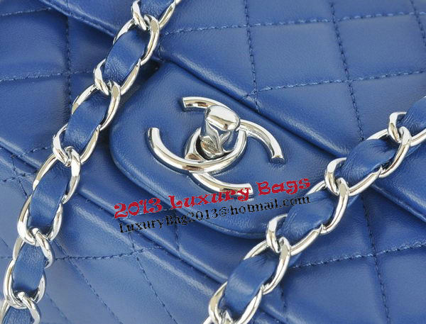 Chanel mini Classic Flap Bag Blue Original Sheekskin CHA1115 Silver Chanel mini Classic Flap Bag Blue Original Sheekskin CHA1115 Silver