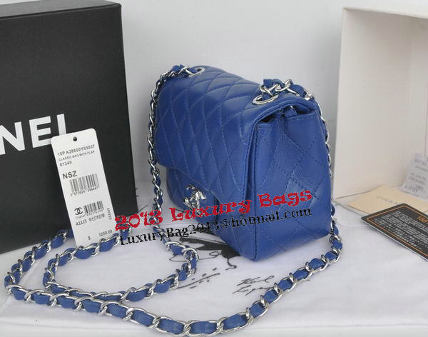 Chanel mini Classic Flap Bag Blue Original Sheekskin CHA1115 Silver Chanel mini Classic Flap Bag Blue Original Sheekskin CHA1115 Silver