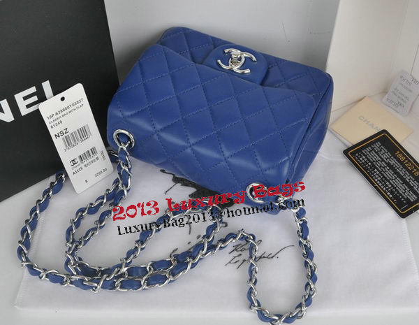 Chanel mini Classic Flap Bag Blue Original Sheekskin CHA1115 Silver Chanel mini Classic Flap Bag Blue Original Sheekskin CHA1115 Silver