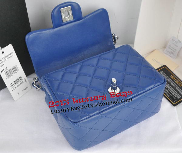 Chanel mini Classic Flap Bag Blue Original Sheekskin CHA1115 Silver Chanel mini Classic Flap Bag Blue Original Sheekskin CHA1115 Silver