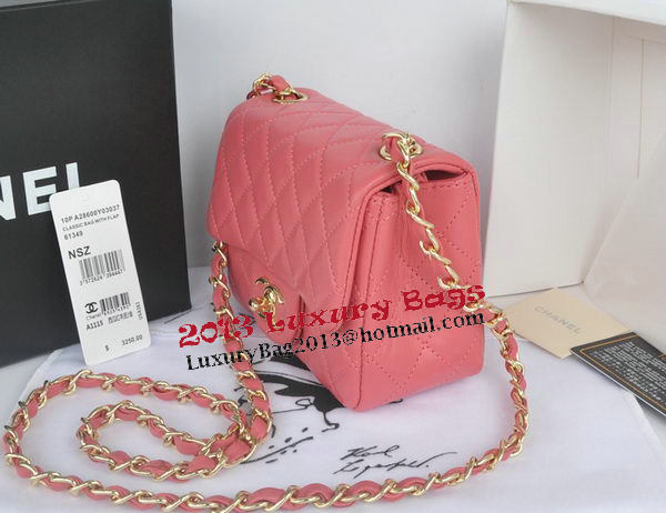 Chanel mini Classic Flap Bag Pink Original Sheekskin CHA1115 Gold Chanel mini Classic Flap Bag Pink Original Sheekskin CHA1115 Gold
