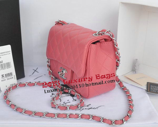 Chanel mini Classic Flap Bag Pink Original Sheekskin CHA1115 Silver