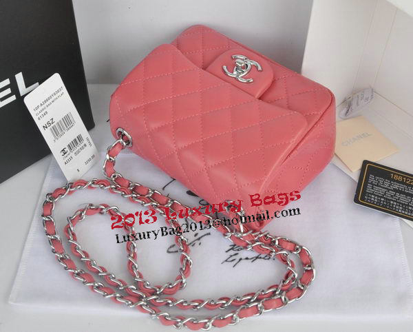 Chanel mini Classic Flap Bag Pink Original Sheekskin CHA1115 Silver