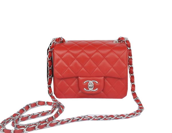 Chanel mini Classic Flap Bag Red Original Sheekskin CHA1115 Silver Chanel mini Classic Flap Bag Red Original Sheekskin CHA1115 Silver
