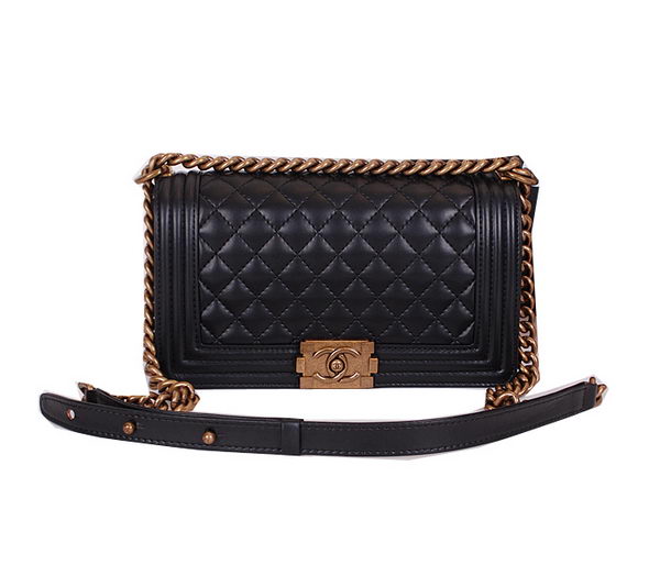 Le Boy Chanel Flap Shoulder Bag Black Sheepskin Leather CHA67086 Gold Le Boy Chanel Flap Shoulder Bag Black Sheepskin Leather CHA67086 Gold