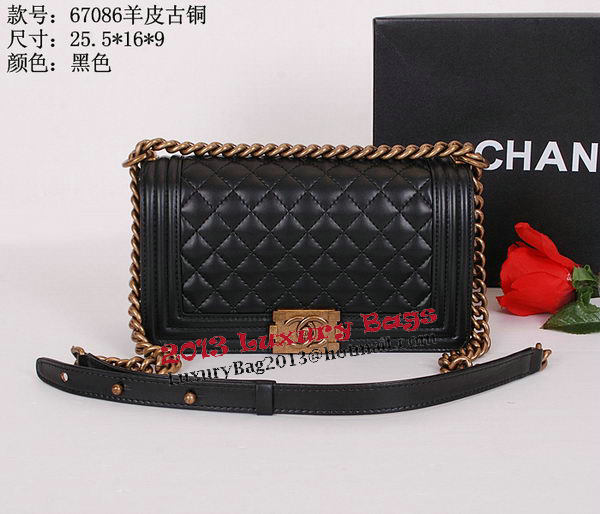 Le Boy Chanel Flap Shoulder Bag Black Sheepskin Leather CHA67086 Gold Le Boy Chanel Flap Shoulder Bag Black Sheepskin Leather CHA67086 Gold