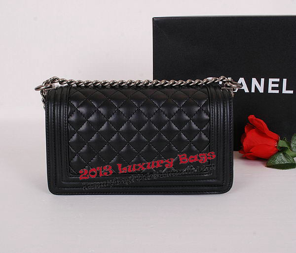 Le Boy Chanel Flap Shoulder Bag Black Sheepskin Leather CHA67086 Silver Le Boy Chanel Flap Shoulder Bag Black Sheepskin Leather CHA67086 Silver