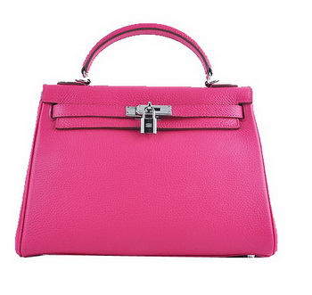 Hermes Kelly 32cm Shoulder Bags Rosy Grainy Leather Silver Hermes Kelly 32cm Shoulder Bags Rosy Grainy Leather Silver